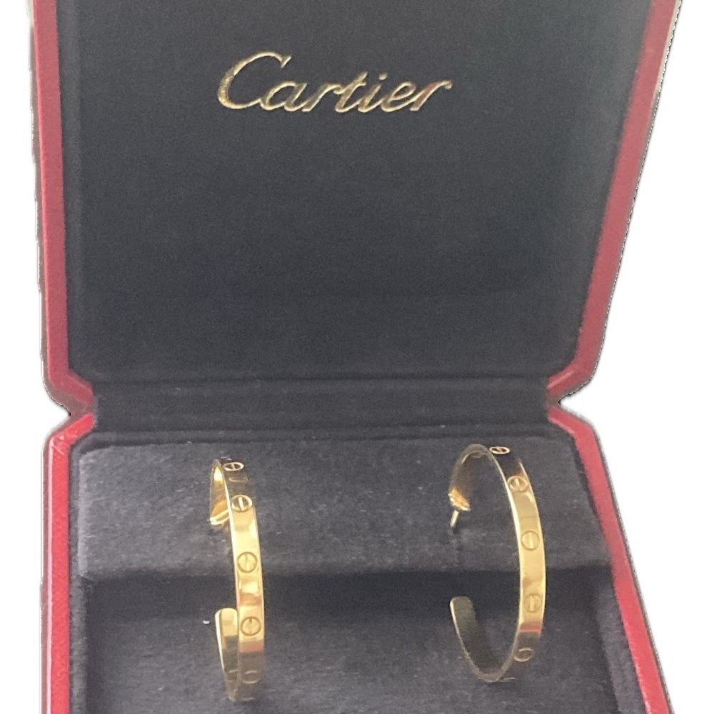 Cartier Love 18k Yellow Gold Hoop Earrings with Box. Approx. 35MM
